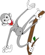 cartoon monkey on branch
