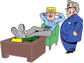 cartoon of man with feet on his desk