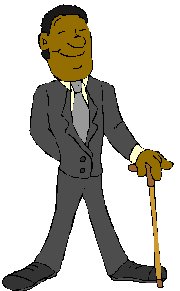 man in suit holding a walking cane