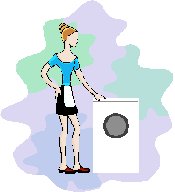 lady standing by washing machine