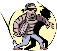 cartoon robber carry stolen property