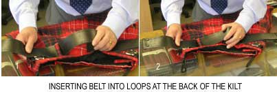 how to insert buckle into back loops on kilt