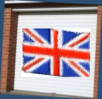 garage door with the union flag painted on the front