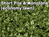 short pile and monotone (economy lawn) artificial lawn