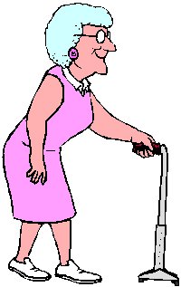 elderly lady with walking stick