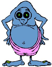 blue alien monster in a nappy