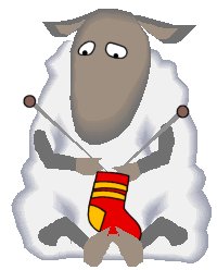 cartoon of sheep knitting a sock