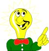 cartoon man with lightbulb head
