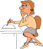lady sitting writing at desk