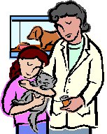 vet with child holding cat