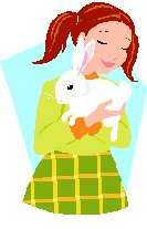 girl cuddling a rabbit