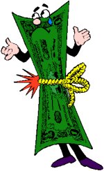 man wrapped in money tied around waist