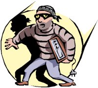 burglar with stolen goods under his arm