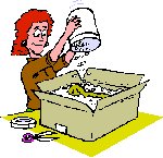 lady putting packing material into a cardboard box
