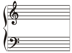 stave or staff with treble and base clefs