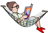 lady sitting in hammock reading