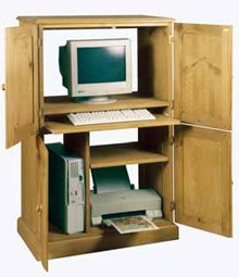 wooden computer cupboard and desk