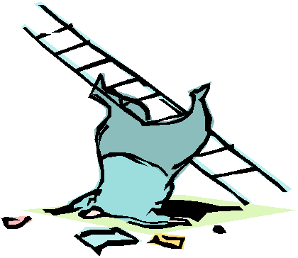 cartoon of man who has fallen off ladder